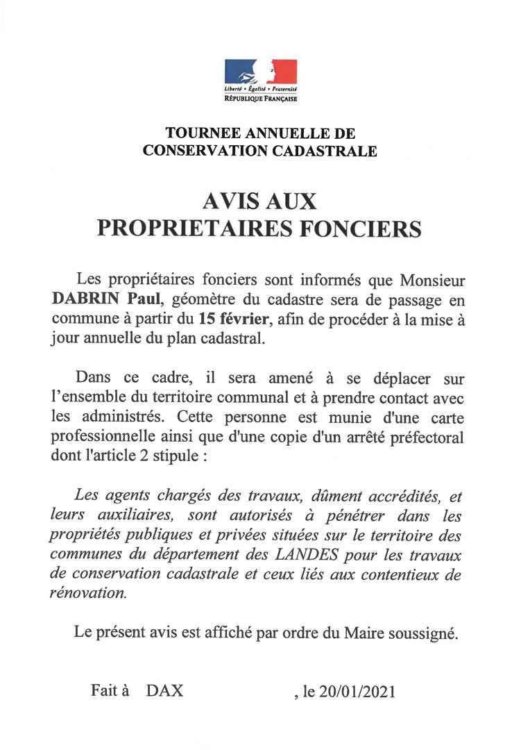 avis proprietaires foncier 